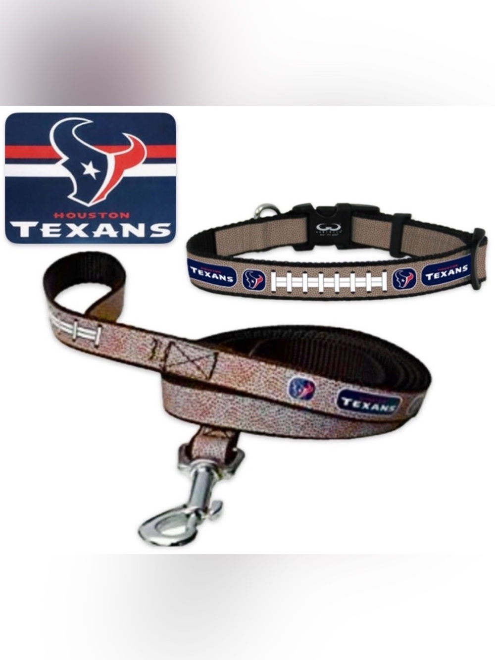NWT [Gamewear] Houston Texans NFL Football Matching Reflective Pet Leash/Collar